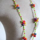 Vintage Fruit Salad Colorful Plastic Long Necklace 1960