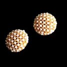 Elegant Vintage Tiny Faux Pearl Goldtone Clip Earrings