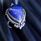 Vintage Art Deco Sterling Lapis Ring Size 6 Chunky!