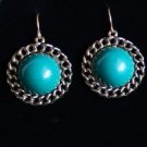 Vintage Dark Green Cabochons Dangle Earrings