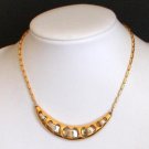 Vintage CrownTrifari Crescent Dual Tone Choker Necklace