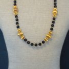 Chic Vintage Black Glass Chunky Bead DAUPLAISE Necklace