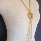 Chic Vintage Gold Tone Mesh 53" Long Strand Necklace