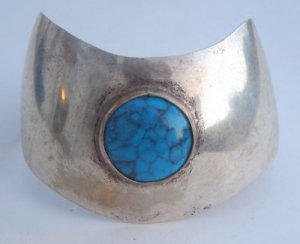 Vintage  Blue Turquoise Oversize Cuff Bracelet