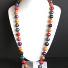 Vintage Hand Painted Colorful Bead Necklace