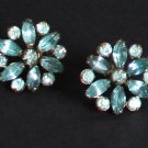 Vintage Art Deco Blue Rhinestone Prongset  Earring