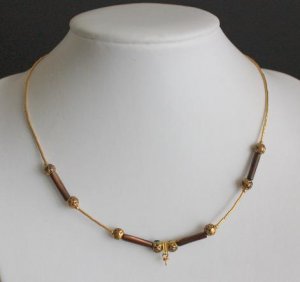 Vintage Art Deco Era Brown Glass Bead Necklace