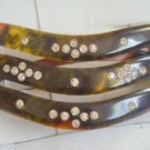Vintage Olive Green Rhinestone Early Plastic Hair Comb