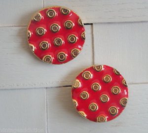 Vintage Unique Red Dots Cute Pierced Earrings