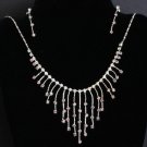 Purple Rhinestone Necklace Earrings Demi Set Dressy