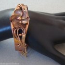 Vintage Art Deco Copper Flower Hinged Bracelet