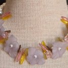 Vintage Chunky Pink Glass Flower Choker Necklace