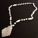 Vintage Art Deco Chunky White Quartz Stone Necklace