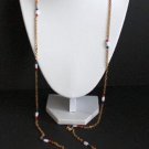 Vintage Colorful Long Strand Gold Tone Necklace 54"