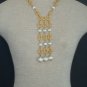 Elegant Vintage White Glass Lariat Necklace