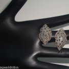 Vintage Sterling Silver Marcasite Leaf Pierced Earrings