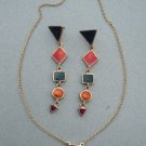 Vintage Sarah Cov Vibrant Long Earrings & Necklace Set