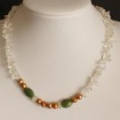 Authentic Brown Pearl  Clear Glass Jade Necklace