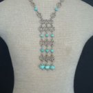 Cute Vintage Blue Glass Lariat Statement Necklace