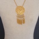 Regal Vintage Multi Tassel Gold Statement Necklace