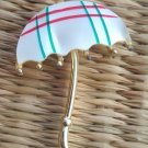 Vintage Checkers Umbrella Mother Of Pearl  Pin/Brooch