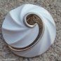 Vintage White Cream Enamel Pin Brooch Signed Torino