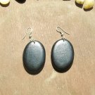 BLACK WOOD OVAL EARRINGS
