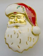 Enamel Santa Claus Head Christmas Pin Brooch