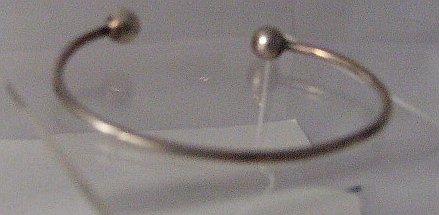 Thin Sterling Silver Bracelet Ball end Cuff