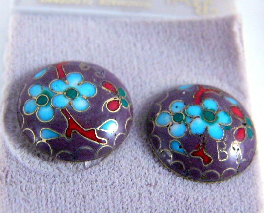 Vintage Handmade Cloisonne Post Earrings Vintage New