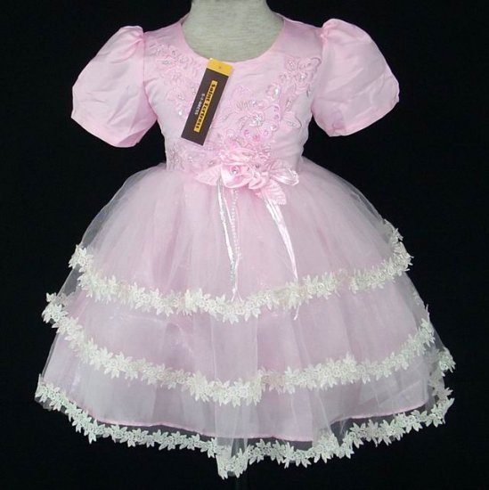 Brand New with Tag Pageant/wedding girl dress Pink with Sleeves size 4/4T