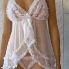LADIES SLEEPWEAR BABYDOLL & G STRING PANTY WHITE NWT NEW