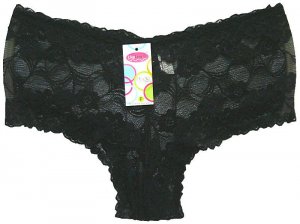 Boxer Short Lace Panties Black Ladies One Size New with Tags