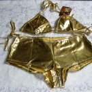 CUTE LADIES SWIMWEAR BIKINI WITH SHORT SET GOLD NEW WITH TAG