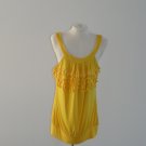 NEW BEAUTIFUL LADIES MINI DRESS / TOP SIZE LARGE COLOUR YELLOW MINI RUFFLES