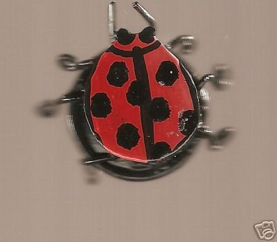 LADYBUG BUG RING INSECT BEATLE HANDPAINTED WIREWRAPPED