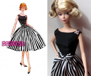 barbie black and white dress