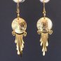 VINTAGE PERU COINS 18K Gold Plated Feng Shui Sparkling Dangle Earrings