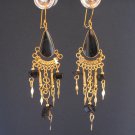 BLACK ONYX Bold Sexy Gypsy Not Enhanced Golden 18K Gold Plated Dangle Earrings BLACK ONYX Bold Sexy Gypsy Not Enhanced Golden 18K Gold Plated Dangle Earrings