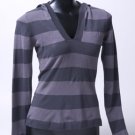 Grey Striped Hoodie Sweater