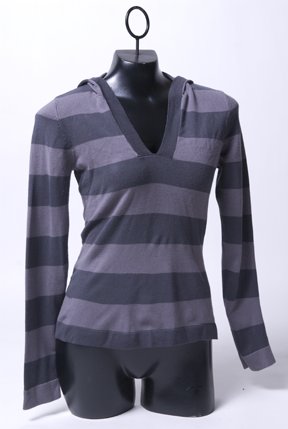 Grey Striped Hoodie Sweater