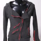 Grey Motorcycle Sweater with Red Zippers