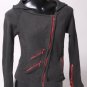 Grey Motorcycle Sweater with Red Zippers
