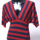 Red & Navy Sexy Striped Top