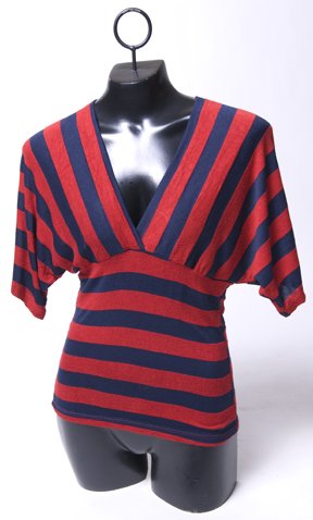 Red & Navy Sexy Striped Top