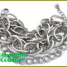 A wonderful display of textured chains and sparkle is yours with this boutique bracelet.
