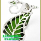 Magnificent fashion bracelet with green epoxy accents and a Rain Forest leaf theme.