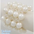 White acrylic pearls fashion bracelet and free fashion gifts by AFFIRMATION COUTURE.