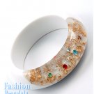 White acrylic bangle fashion bracelet and free fashion gifts by AFFIRMATION COUTURE.