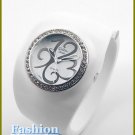Women's celebrity runway white acrylic bangle, fashion watch on sale.